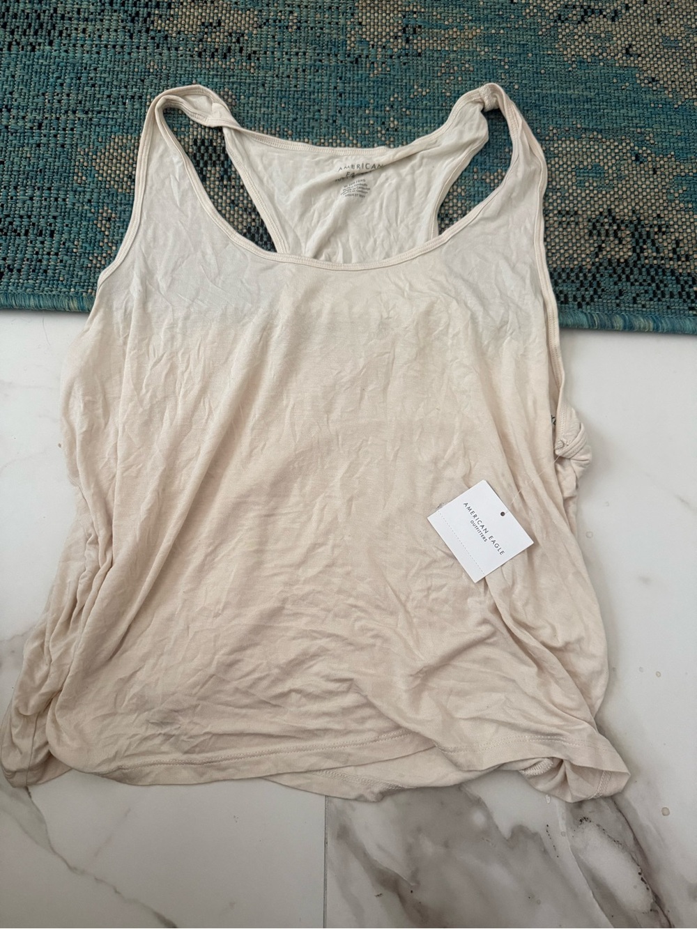 American Eagle Outfitters Cream Scoop Neck Racerback Tank